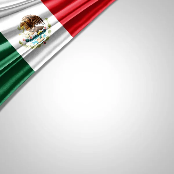 Mexico Flag Silk Copyspace Your Text Images White Background — Stock Photo, Image