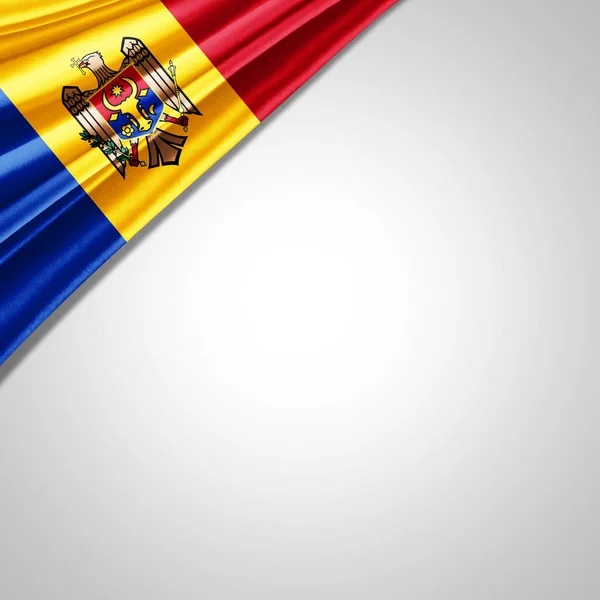 Молдова Прапор Шовку Авторським Простором Вашого Тексту Зображень Білого Фону — стокове фото