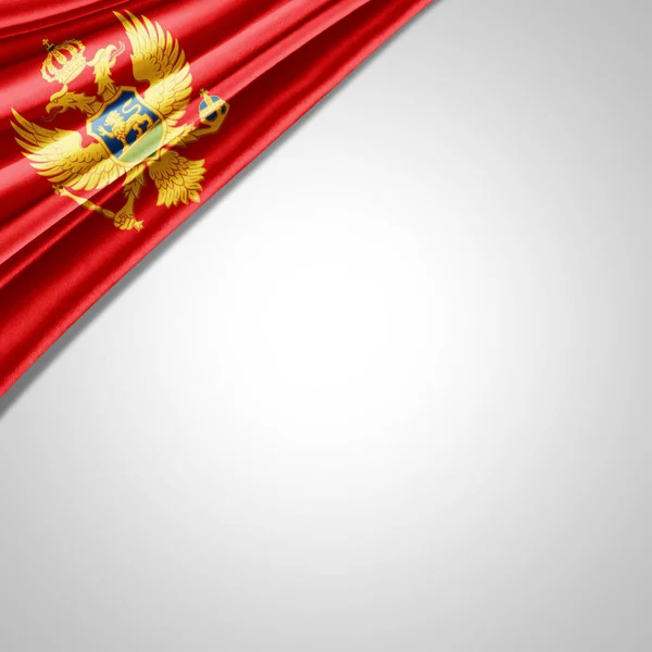 Bandera Montenegro Seda Con Copyspace Para Texto Imágenes Fondo Blanco — Foto de Stock