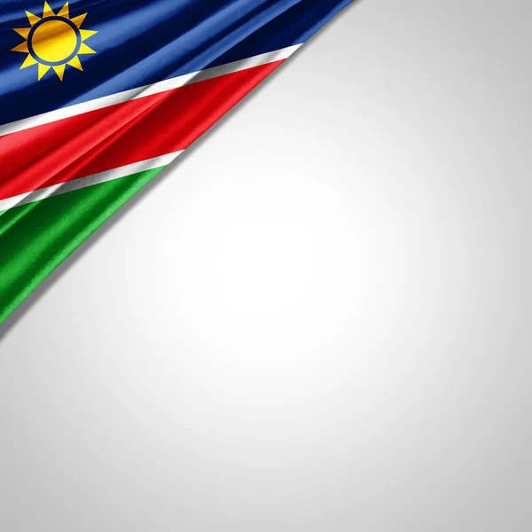 Namibia Bandera Seda Con Copyspace Para Texto Imágenes Fondo Blanco —  Fotos de Stock