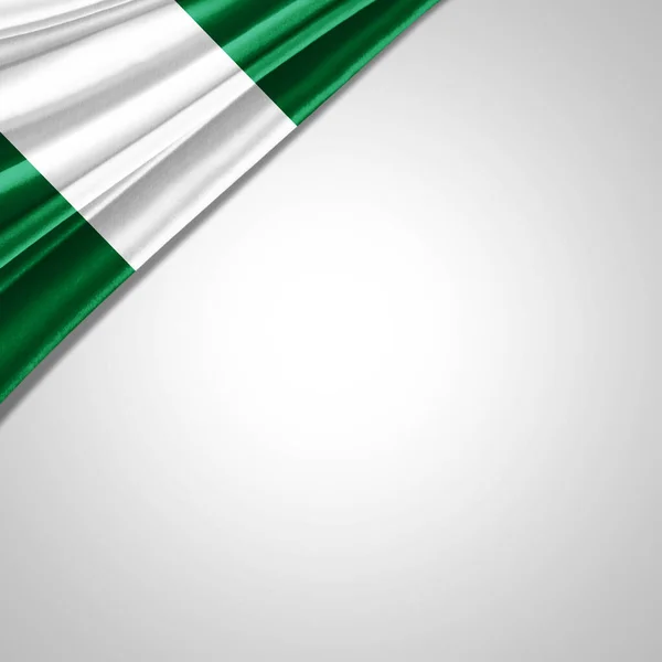 Nigerijská Vlajka Hedvábí Copyspace Pro Váš Text Nebo Obrázky Bílé — Stock fotografie