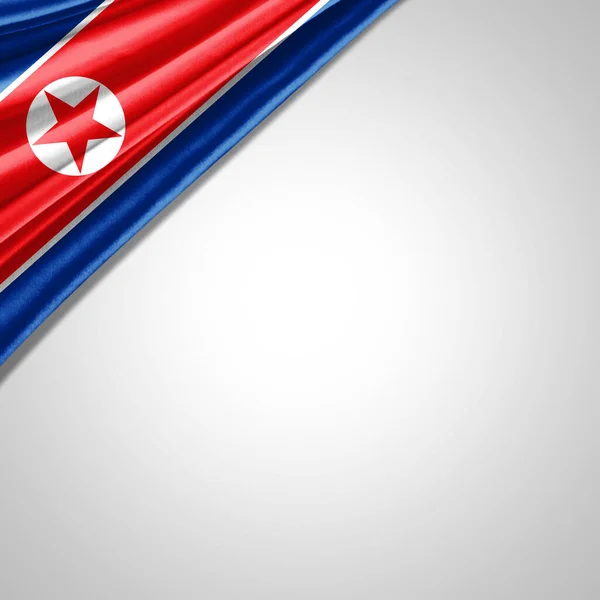 North Korea Flag Silk Copyspace Your Text Images White Background — Stock Photo, Image