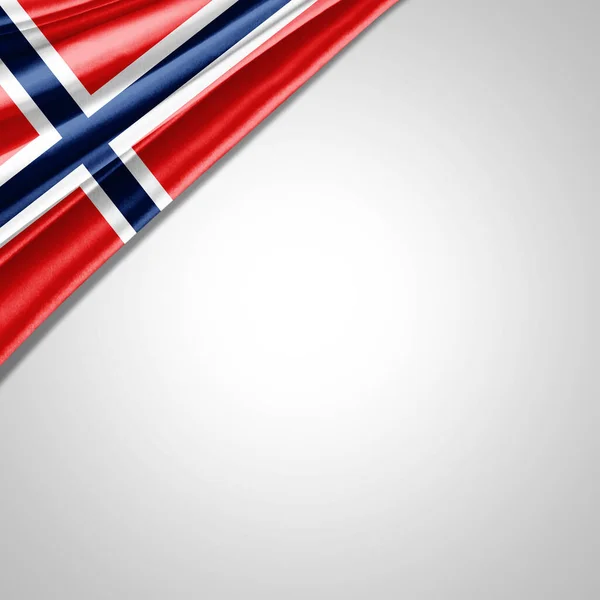 Bandera Noruega Seda Con Copyspace Para Texto Imágenes Fondo Blanco — Foto de Stock