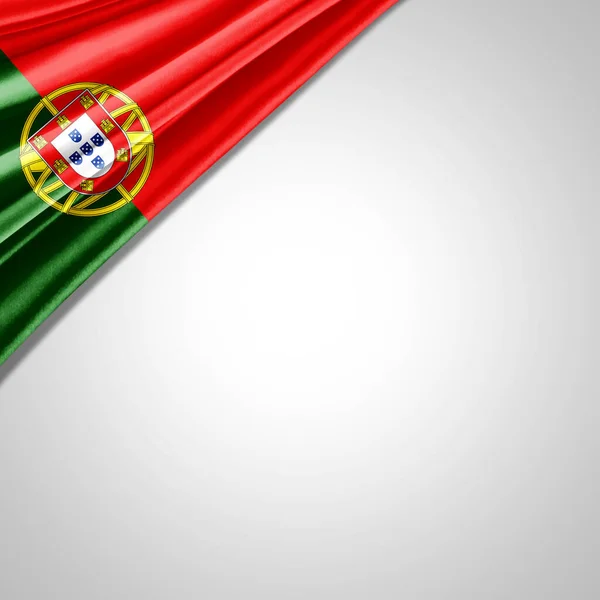 Bandera Portugal Seda Con Copyspace Para Texto Imágenes Fondo Blanco — Foto de Stock