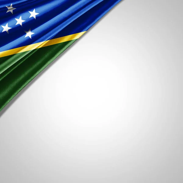 所罗门群岛丝绸国旗 文字或图像为彩色 背景为白色 — 图库照片