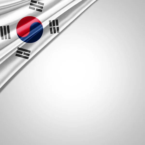 South Korea Flag Silk Copyspace Your Text Images White Background — Stock Photo, Image