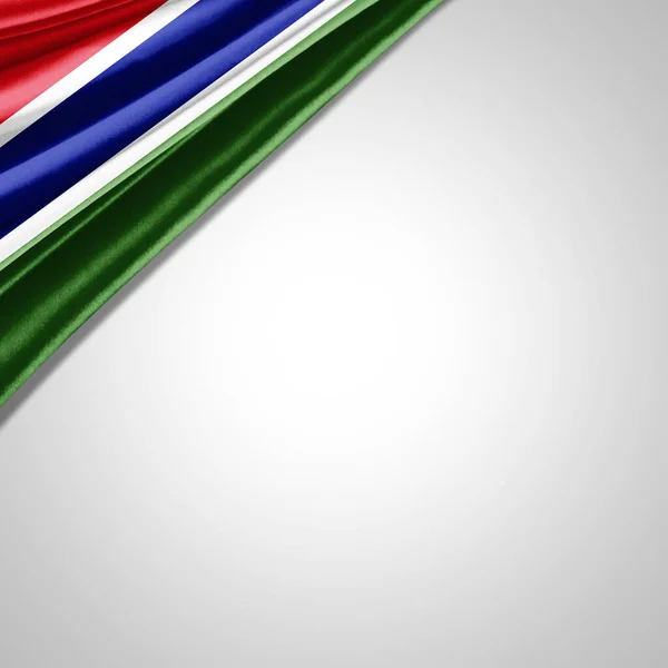 Bandiera Gambia Seta Con Copyspace Tuo Testo Immagini Sfondo Bianco — Foto Stock