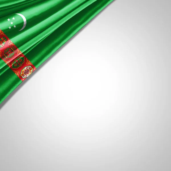 Bandeira Seda Turquemenistão Com Copyspace Para Seu Texto Imagens Fundo — Fotografia de Stock