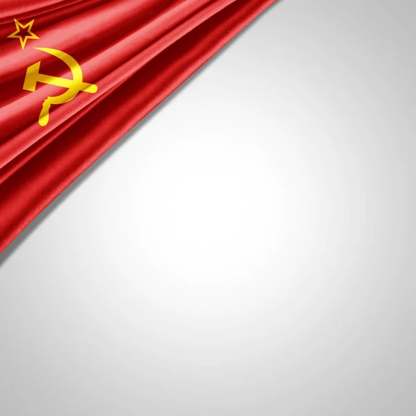 Ussr Vlag Van Zijde Met Copyspace Voor Tekst Afbeeldingen Witte — Stockfoto