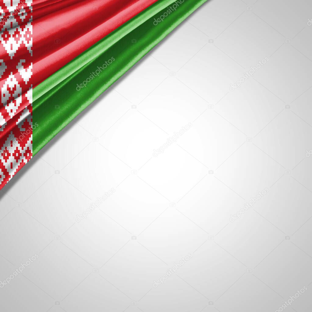 Belarus flag of silk with copyspace for your text or images and white background