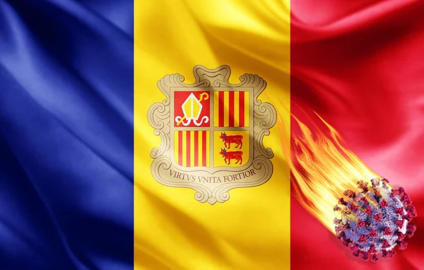 Realistisk Flagga Andorra Illustration — Stockfoto