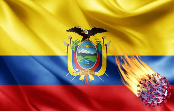 Realistische Vlag Van Ecuador Met Coronavirus Illustratie — Stockfoto