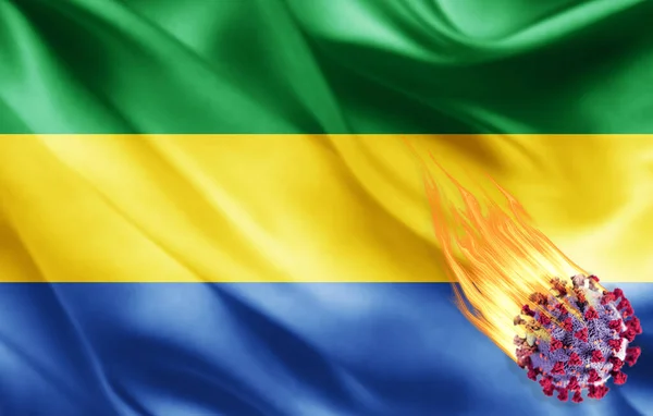 Realistische Vlag Van Gabon Met Coronavirus Illustratie — Stockfoto