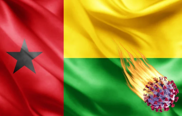 Realistische Flagge Von Guinea Bissau Mit Coronavirus Illustration — Stockfoto