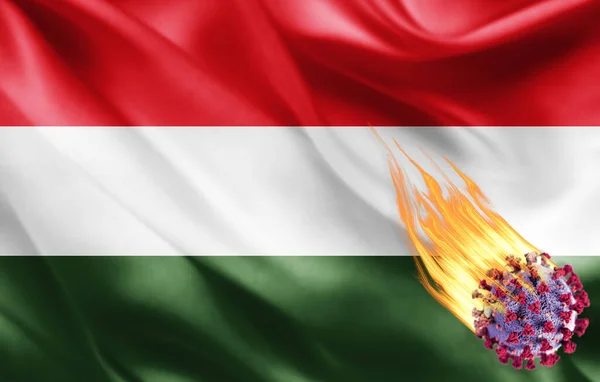 Realistic Flag Hungary Coronavirus Illustration — Stock Photo, Image