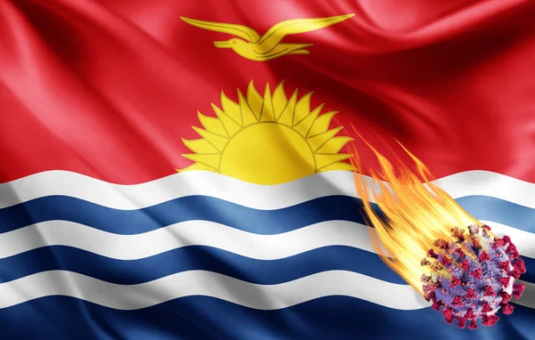 Bandeira Realista Kiribati Com Coronavírus Ilustração — Fotografia de Stock