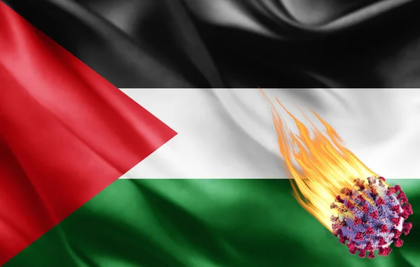 Realistic Flag Palestine Coronavirus Illustration — Stock Photo, Image