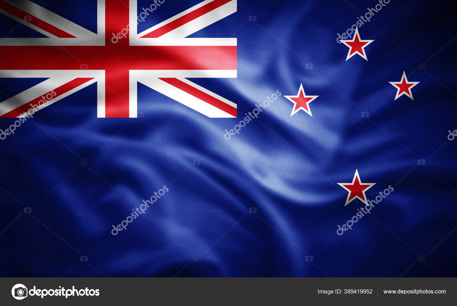 Realistic Flag New Zealand Illustration Stock