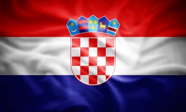 Hırvatistan 'ın gerçekçi bayrağı, 3d illüstrasyon