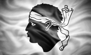 Korsika 'nın gerçekçi bayrağı, 3 boyutlu illüstrasyon