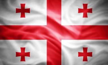 Gürcistan 'ın gerçekçi bayrağı, 3D illüstrasyon