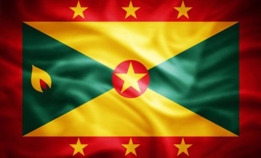 Grenada 'nın gerçekçi bayrağı, 3D illüstrasyon