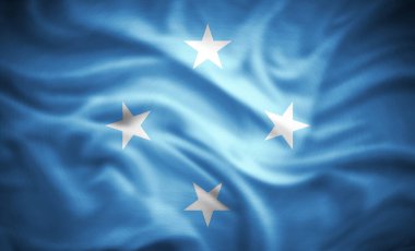 Mikronezya 'nın gerçekçi bayrağı, 3 boyutlu illüstrasyon