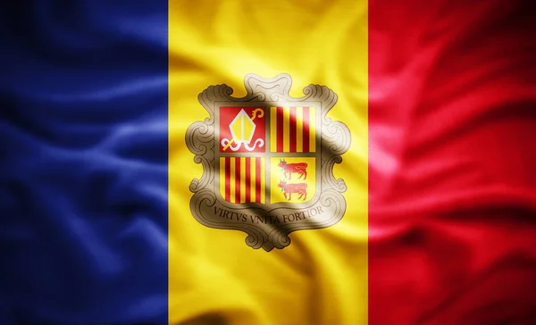 Realisztikus Zászló Andorra Illusztráció — Stock Fotó