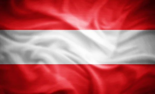 Realistyczna Flaga Austrii Ilustracja — Zdjęcie stockowe