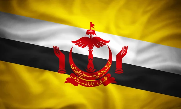 Brunei Nin Gerçekçi Bayrağı Boyutlu Illüstrasyon — Stok fotoğraf