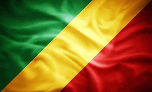 Realistische Vlag Van Congo Republiek Illustratie — Stockfoto