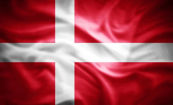 Realistická Vlajka Dánska Ilustrace — Stock fotografie