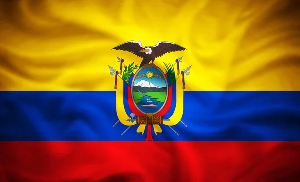 Realistic Flag Ecuador Illustration — Stock Photo, Image