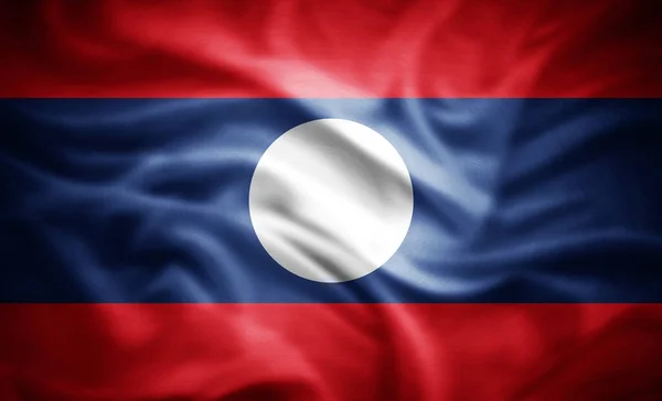 现实的老挝国旗 3D插图 — 图库照片