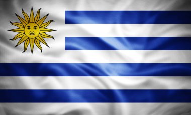 Uruguay 'ın gerçekçi bayrağı, 3 boyutlu illüstrasyon