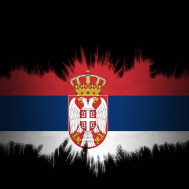  Yırtık kenarlı Sırbistan bayrağı, dijital illüstrasyon