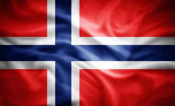 Norveç Gerçekçi Bayrağı Illüstrasyon — Stok fotoğraf