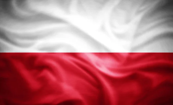 Realistická Vlajka Polska Ilustrace — Stock fotografie