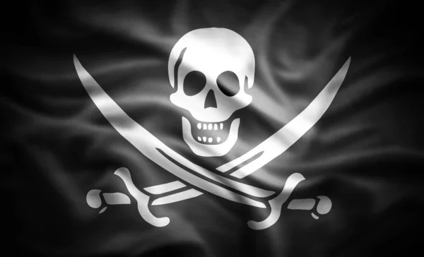 Bandeira Realista Dos Piratas Ilustração — Fotografia de Stock