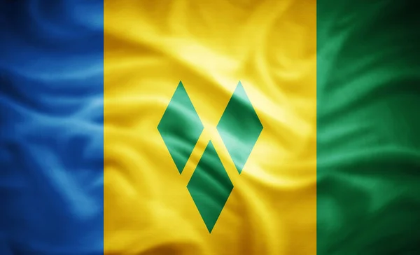 Realistyczna Flaga Saint Vincent Ilustracja — Zdjęcie stockowe