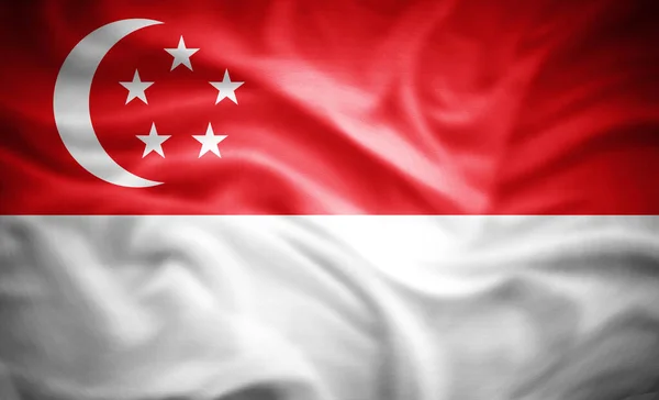 Singapur 'un gerçekçi bayrağı, 3 boyutlu illüstrasyon