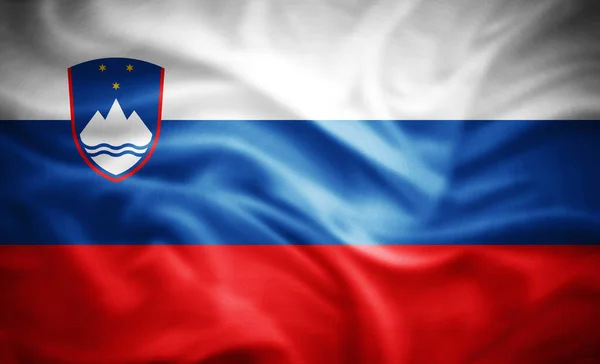 Slovenya Nın Gerçekçi Bayrağı Illüstrasyon — Stok fotoğraf