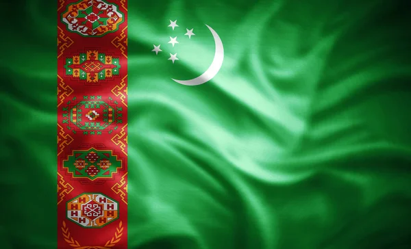 Bandera Realista Turkmenistán Ilustración — Foto de Stock