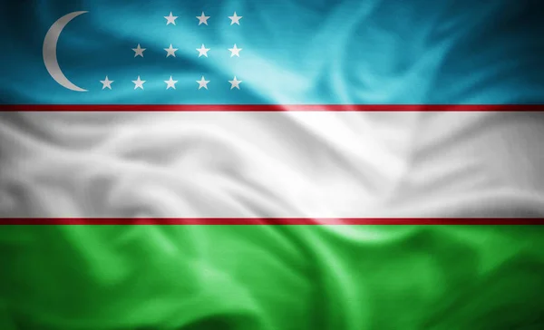 Ρεαλιστική Σημαία Του Ουζμπεκιστάν Εικονογράφηση — Φωτογραφία Αρχείου