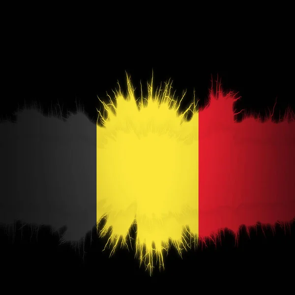 Флаг Бельгии Разорванными Краями Цифровая Иллюстрация — стоковое фото