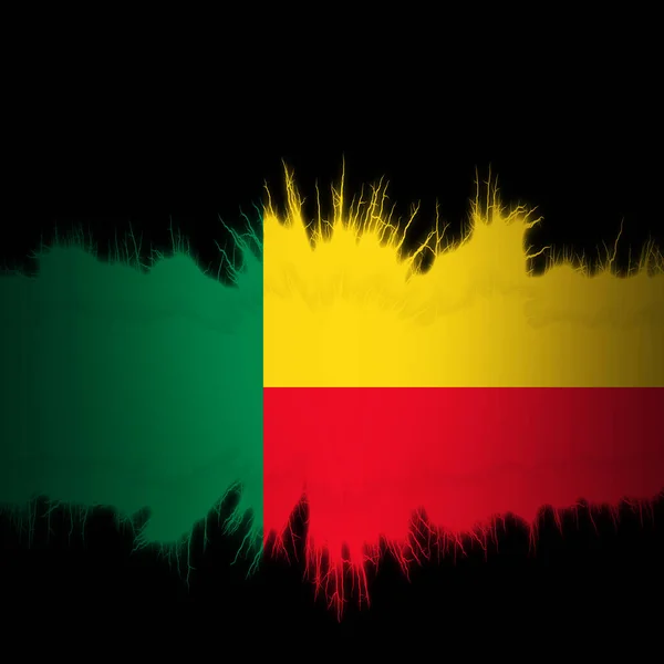 Benin Flagga Med Slitna Kanter Digital Illustration — Stockfoto