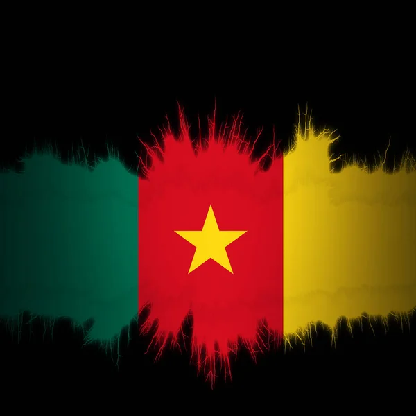 Kamerun Flagge Mit Gerissenen Kanten Digitale Illustration — Stockfoto