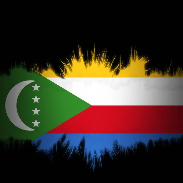 Comoros Flag Ripped Edges Digital Illustration — Stock Photo, Image