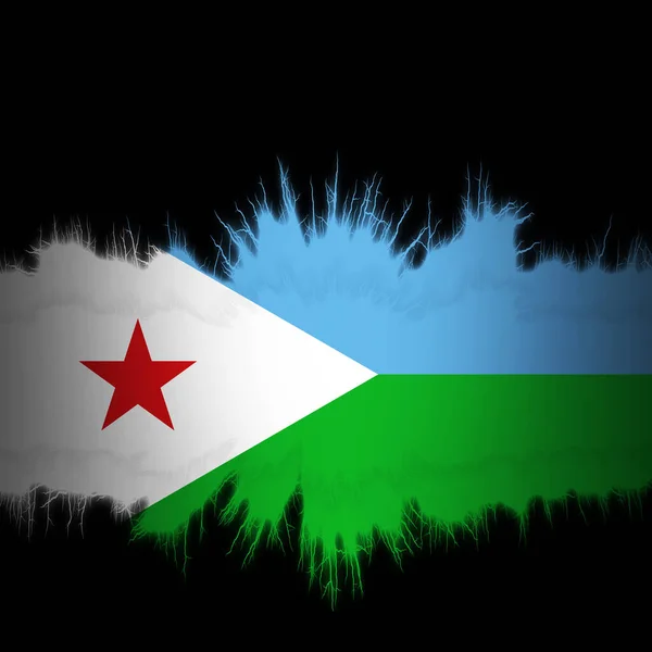 Bandera Djibouti Con Bordes Rasgados Ilustración Digital —  Fotos de Stock