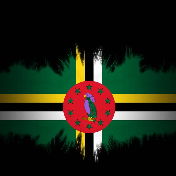 Dominica Flag Ripped Edges Digital Illustration — Stock Photo, Image